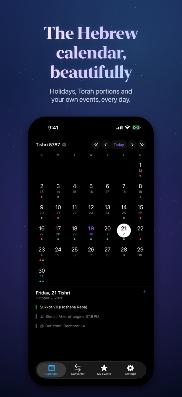 The Hebrew calendar on iPhone